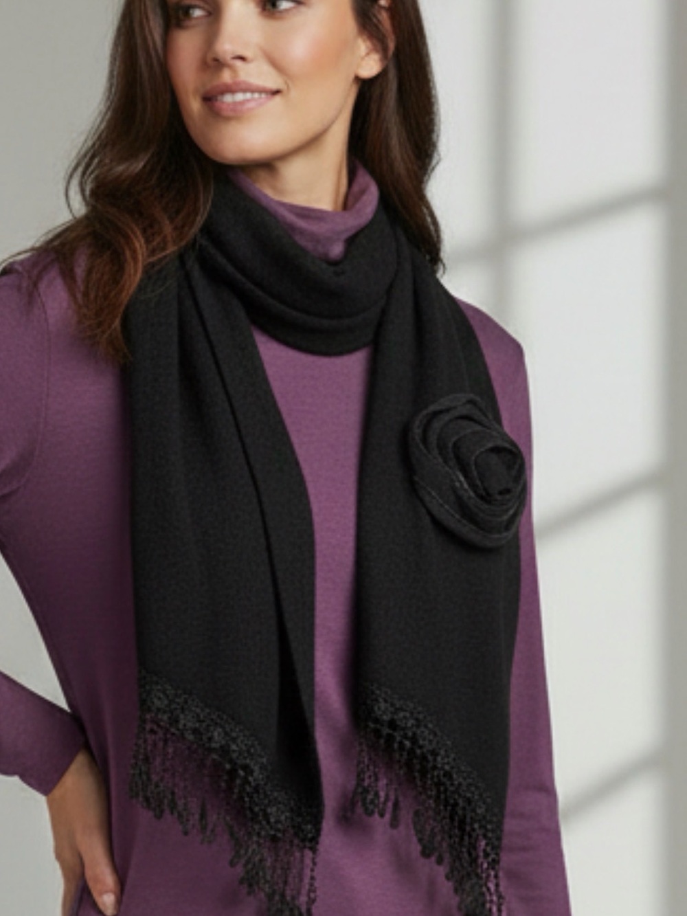 Black scarf with lace